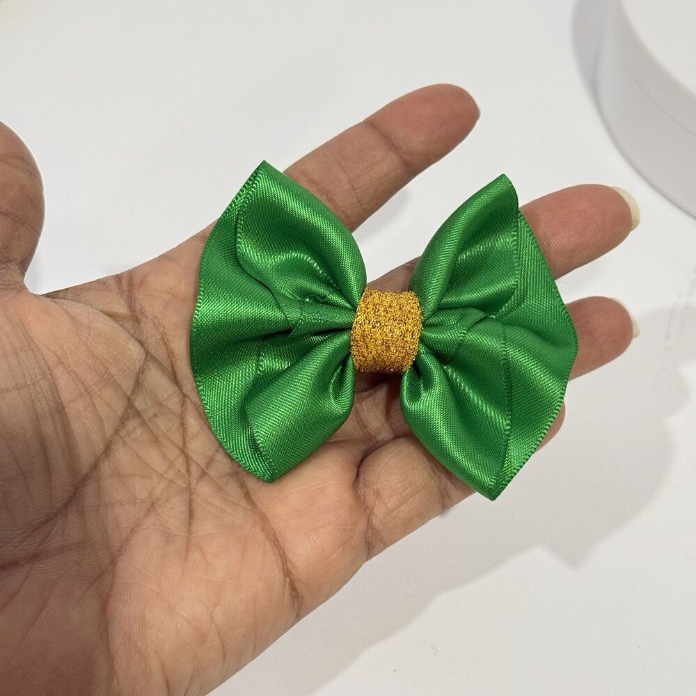 Hair Bow Set 2 Hairpin For Girls Green 2 Inch New - Picture 3 of 10